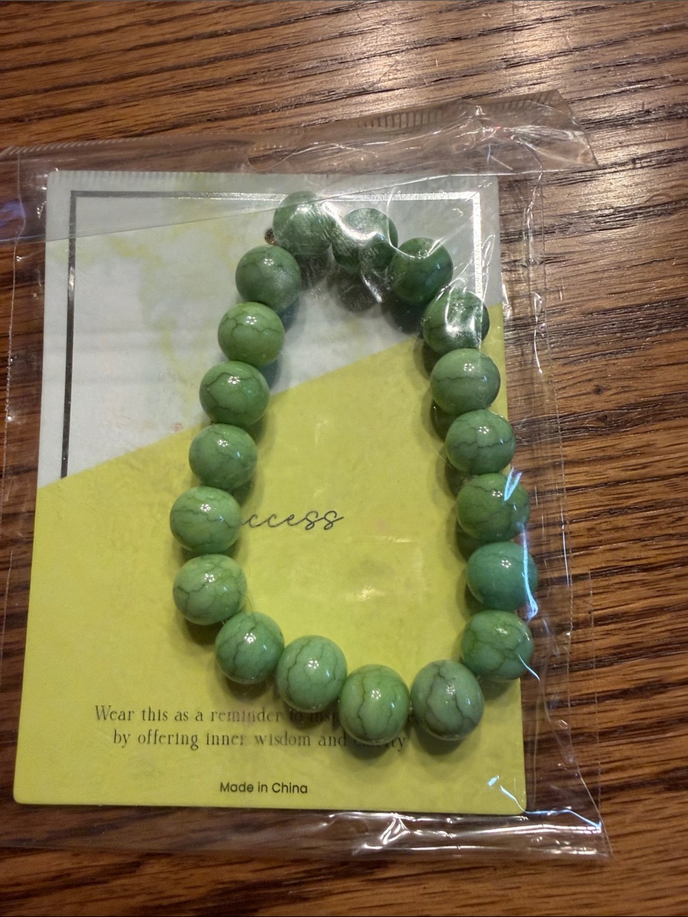 Green Beaded success Stretch Bracelet - Unbranded